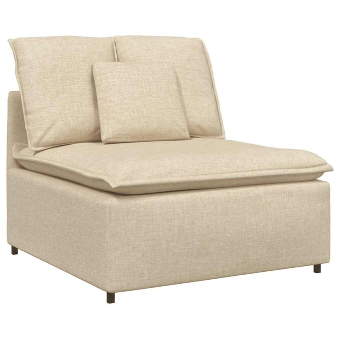 vidaXL - Modulaire - bank - middenmodule - met - kussens - 100 - cm - crèmekleurig