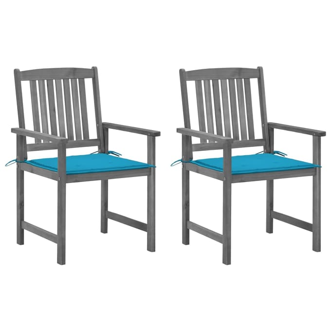 vidaXL - Tuinstoelen - 2 - st - met - kussens - massief - acaciahout - grijs