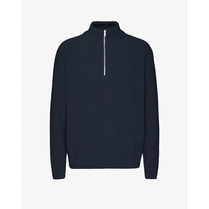 Merino trui 1/4 ritssluiting Colorful Standard Navy Blue