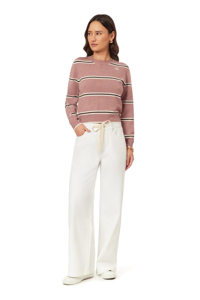 Scotch & Soda Crop Pullover Rose Brown Stripe Taglia: L | Maglie a manica lunga Outlet | Donna | Marrone