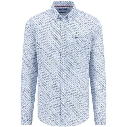 Fynch-Hatton Overhemd Colorful Combi Fantasy Check Splashy Ocean / male