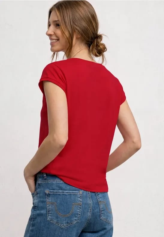 Shirt met boothals en decoratief detail