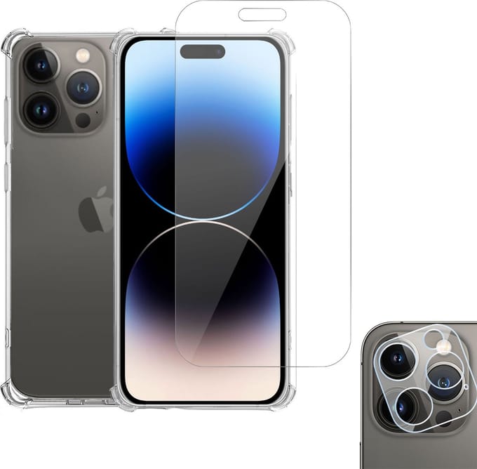 Geschikt voor iPhone 14 Pro Hoesje + Screenprotector + Camera Beschermglas – Gehard Glas Screen Cover Protector