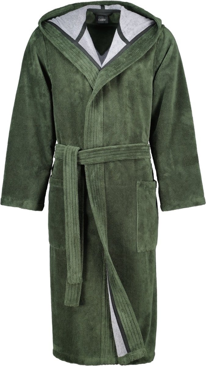 Cawö heren badjas met capuchon 831 groen - 60