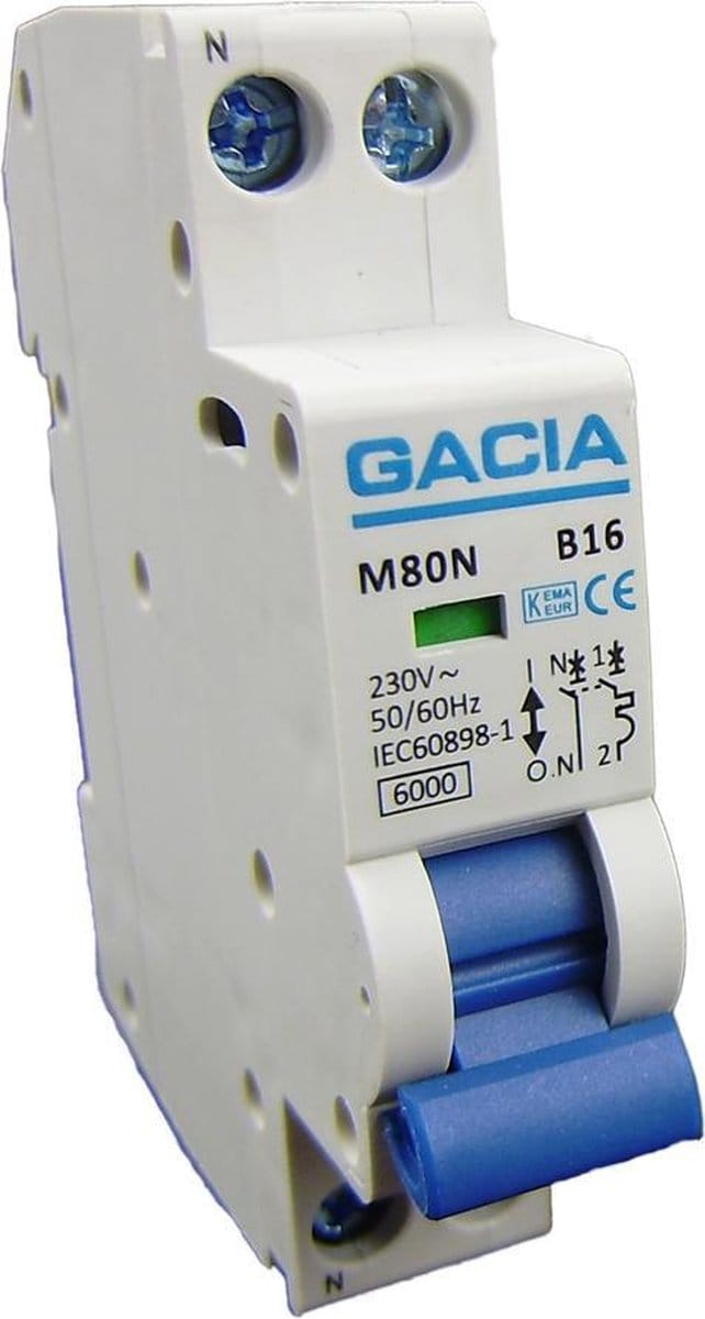 Gacia Installatieautomaat - 16A 6kA - 1P+N - M80N-B16
