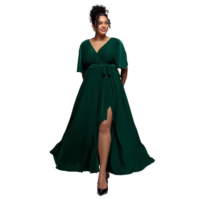 Vrouwenwrapjurk met vleugelmouwen Goddiva Maxi