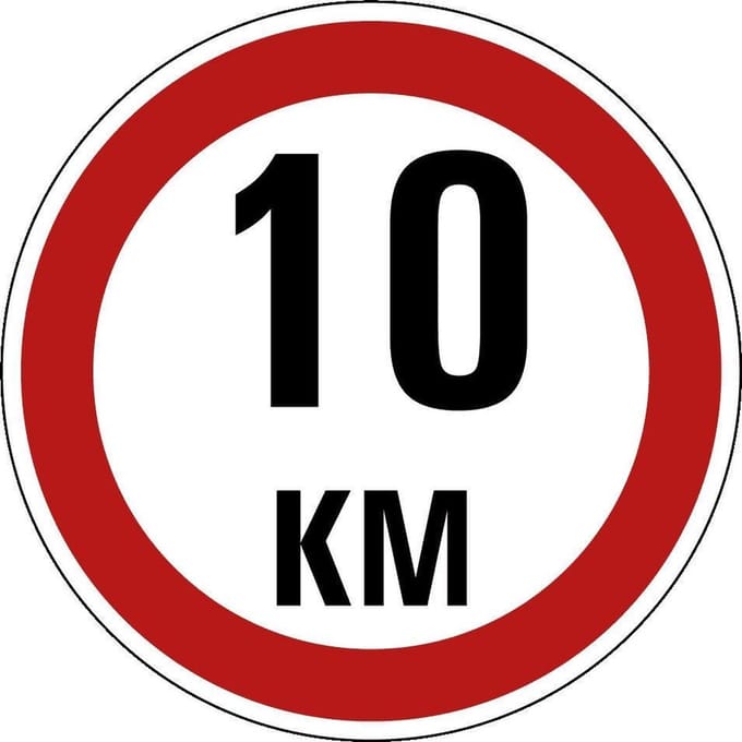 Maximaal 10 km sticker, A1 100 mm