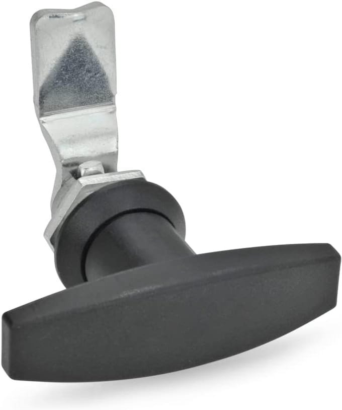 Vergrendeling met handgreep - Sluiting element - Deur sluiten - T-handgreep bediening - 24 mm afstand - Zwart
