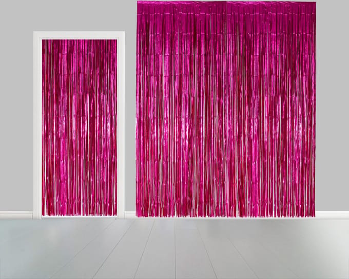 2x Deurgordijn Hard Roze 1 x 2,4 meter Vlamvertragend - Feest Thema Party