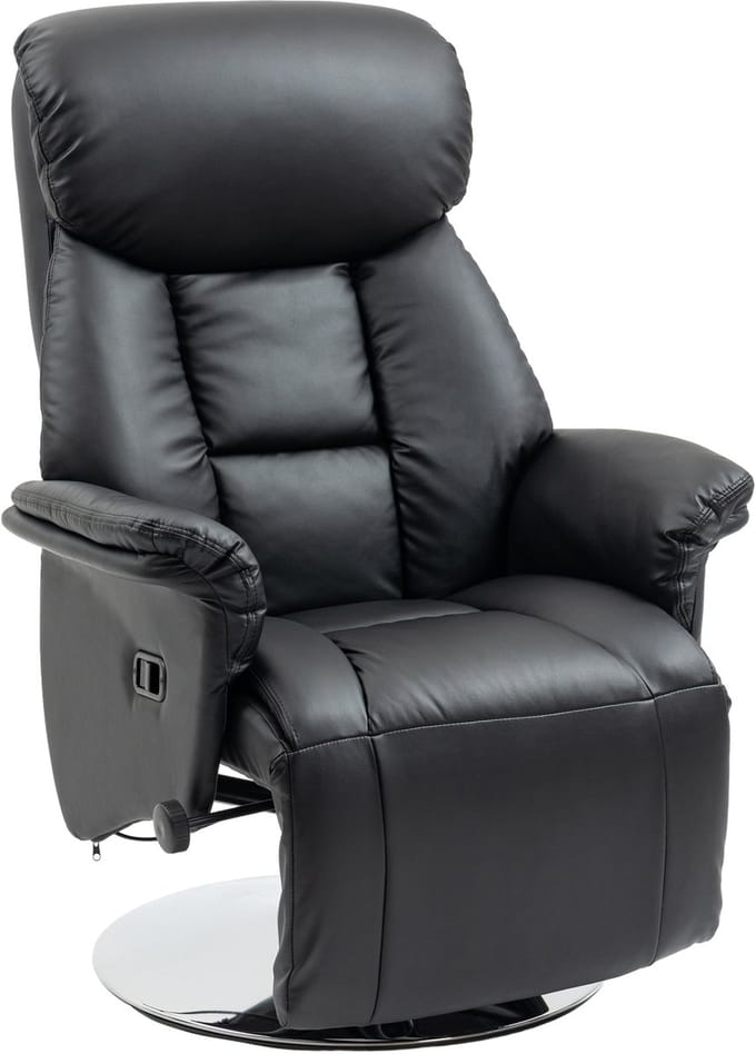 HOMCOM-Relaxsessel-Kunstleder, Stahl-78L x 80B x 109H cm-Schwarz