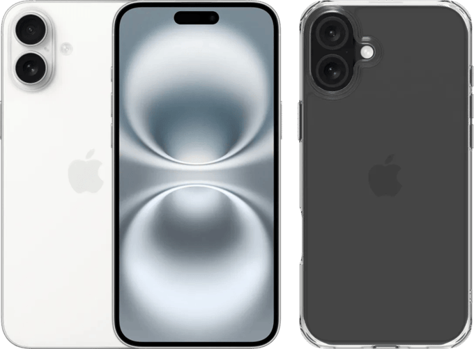 Apple iPhone 16 Plus 128GB Wit + BlueBuilt Protective Back Cover Transparant