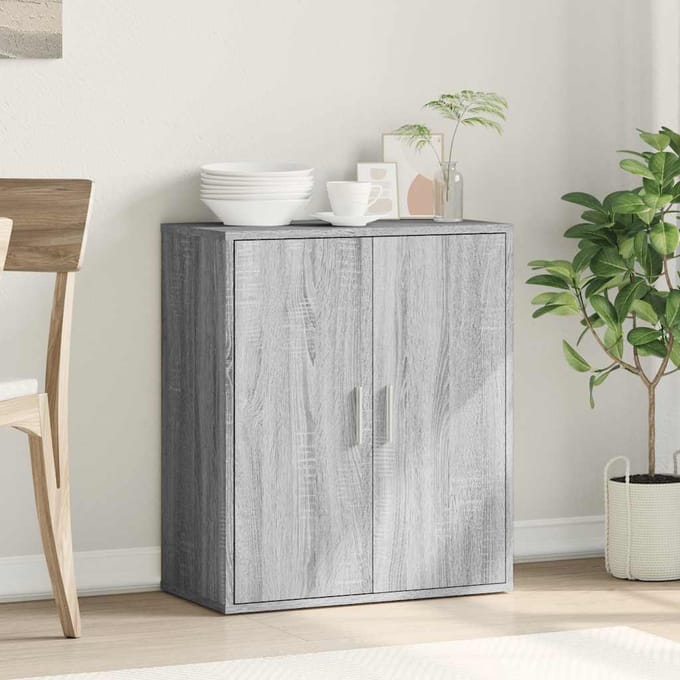 vidaXL - Dressoir - 79x38x80 - cm - bewerkt - hout - grijs - sonoma