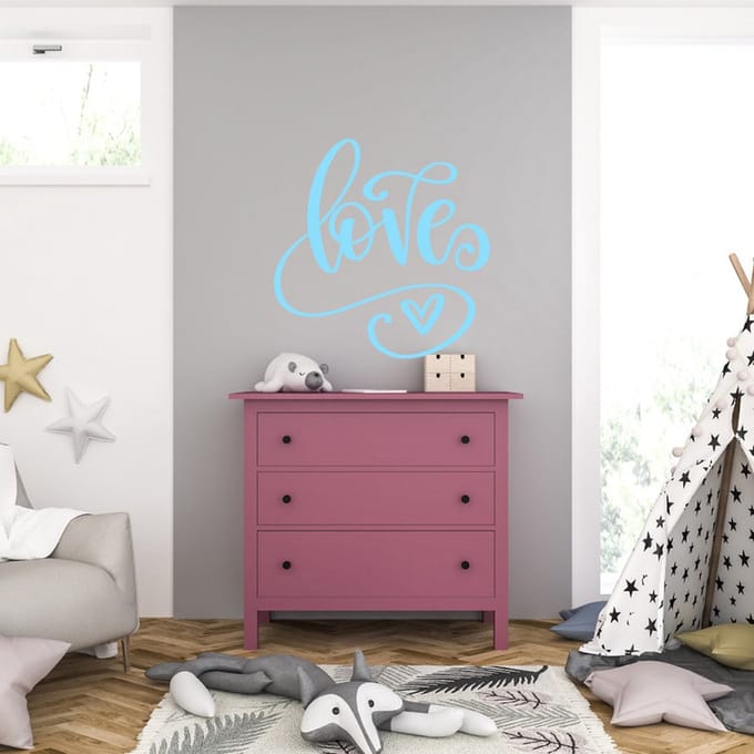 Muursticker - Love - 40,6 x 40,6 - Licht Blauw