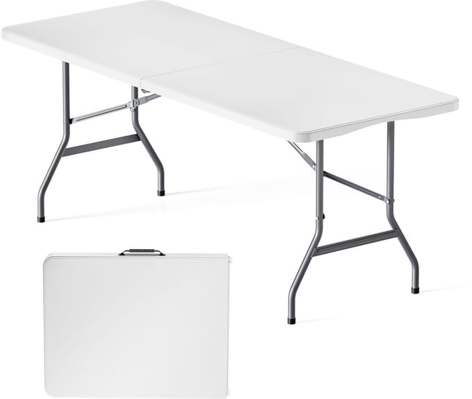 Klaptafel - 180x70 cm - Wit - Inklapbaar Tafel - Weerbestendig