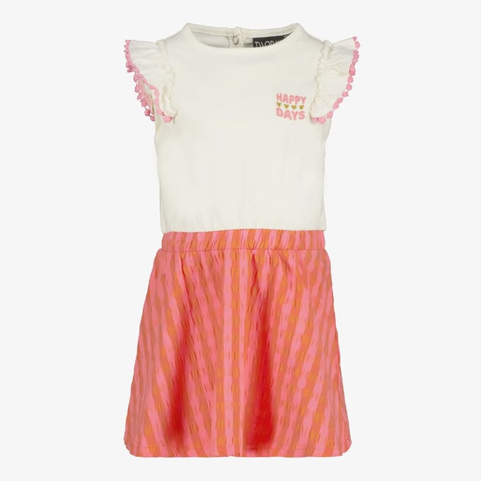 TwoDay meisjes jurk met scrunchie roze wit - Maat 92