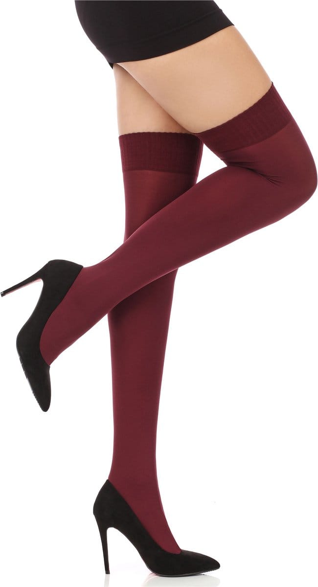 Merry Style MS-SS-T8002 Dames Panty - 40 DEN- Overkniekousen - Polyamide - Bordo - Universeel Formaat