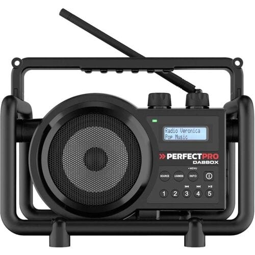 PerfectPro DABBOX Bouwplaats Radio - FM en DAB+ - Bluetooth - AUX - Oplaadbaar - IP54 - DBX3