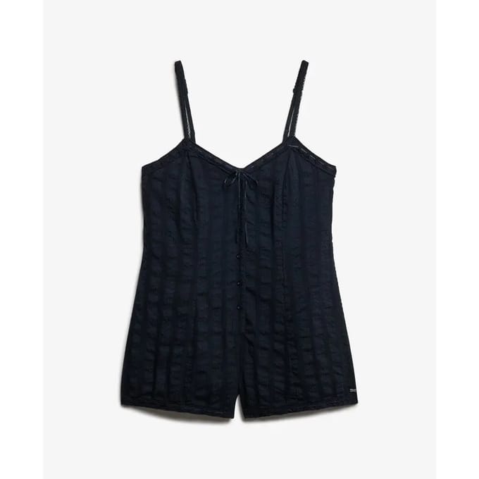 Superdry Lace Cami Playsuit Mouwloze Romper Zwart XL Vrouw