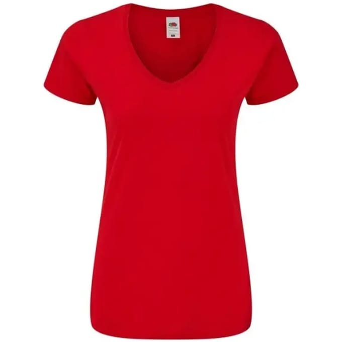 Dames-T-shirt met V-hals Fruit of the Loom Iconic 150