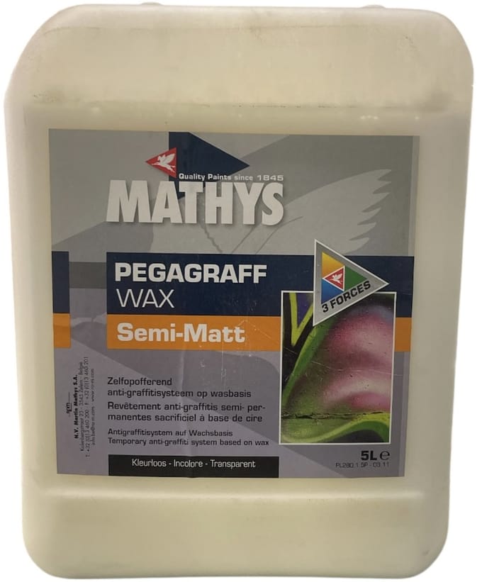 Mathys Pegagraff Wax - Zelfopofferend anti graffitisysteem op wasbasis - 5 L - kleurloos