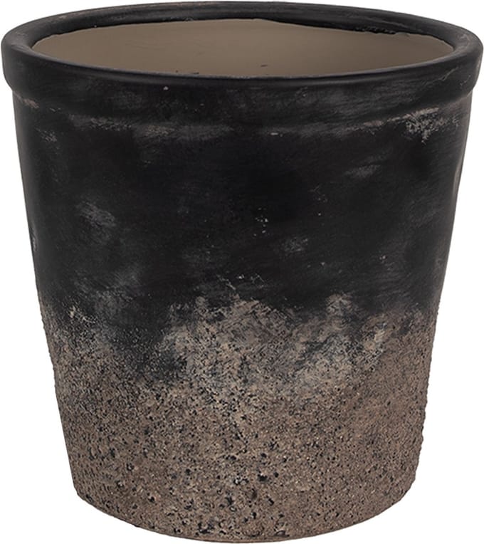 Keramiek Bloempot voor Binnen – Grijs – Rustieke Pot – Ø 12 cm – Keramiek