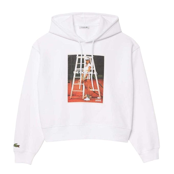 Lacoste Dames Graphic Print Oversized Hoodie (Wit)