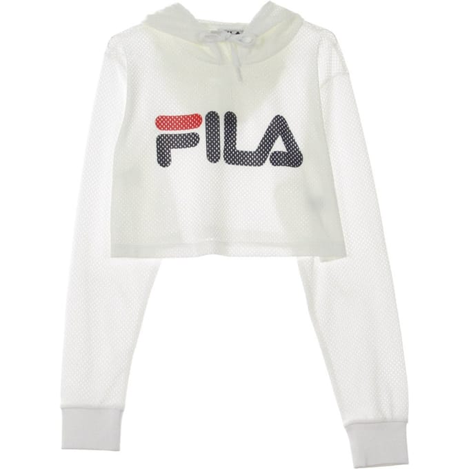 Noemi Cropped lichtgewicht sweatshirt met capuchon voor dames, crop wit