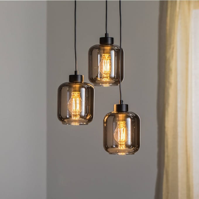 Eko-Light Hanglamp Sombra, rook, 3-lamps, rond