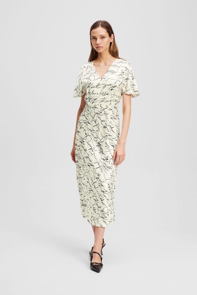 Karl Lagerfeld Satin Dress Scribble Größe: 40 | Maxikleider Outlet | Damen