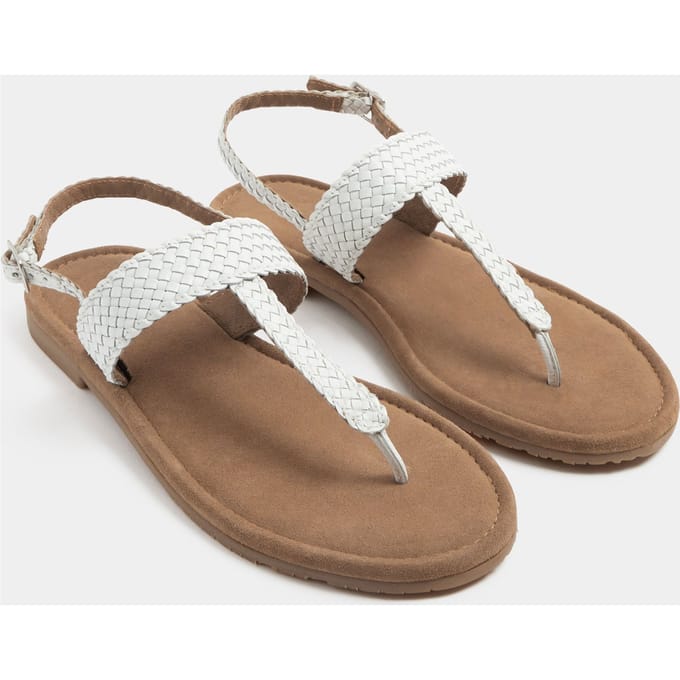 Yours Witte Geweven Teenslippers In Extra Brede Eeepasvormsize 37EEE