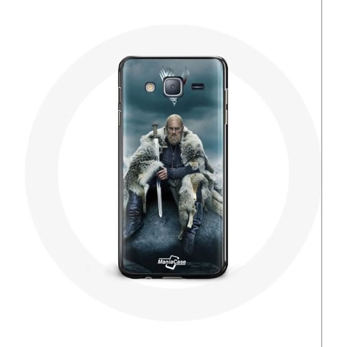 Coque pour Samsung Galaxy A3 Vikings Série Saison 6 Ragnar Lothbrok logo V Epée Gris Fond Brouillard