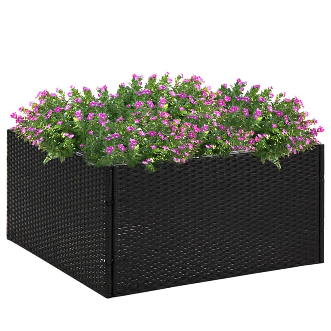vidaXL - Plantenbak - 80x80x40 - cm - poly - rattan - zwart