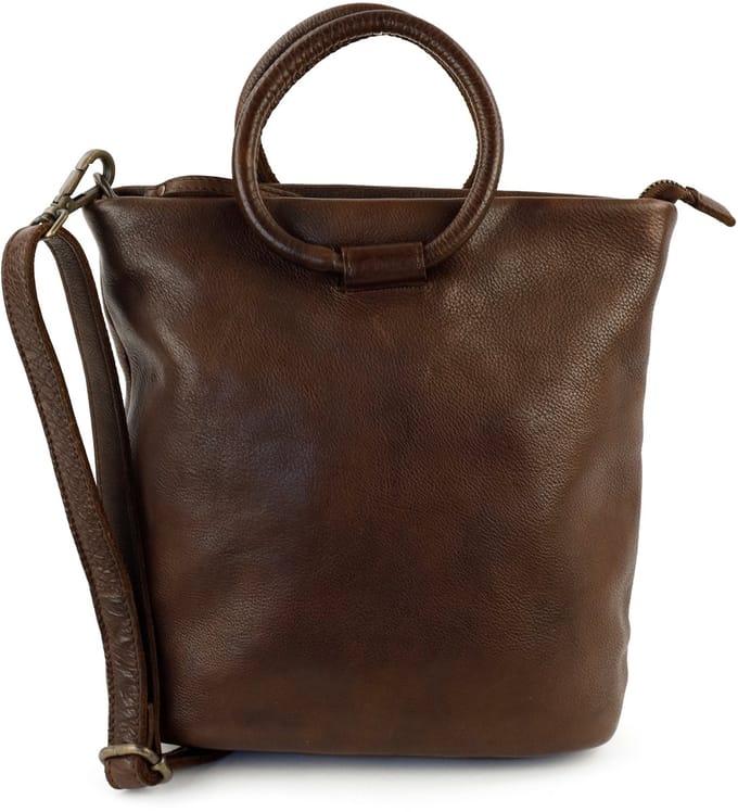 Bear Design Ank Leren Handtas Schoudertas - Bruin