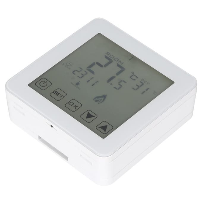 Thermostat de Chauffage Électrique Numérique à Écran LCD Programmable Mural Contrôleur de Température Ambiante white