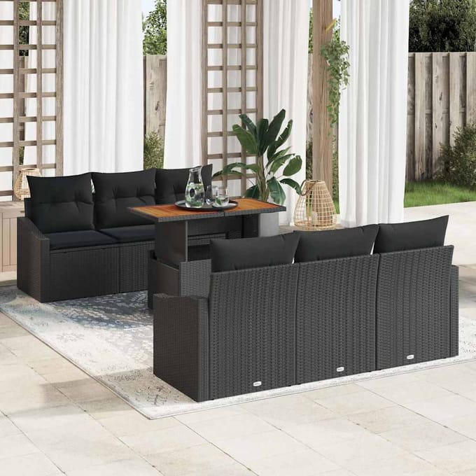 vidaXL - Tuinbank - Set - 7 - st - Zwart - 100 - x - 55 - x - 73 - cm