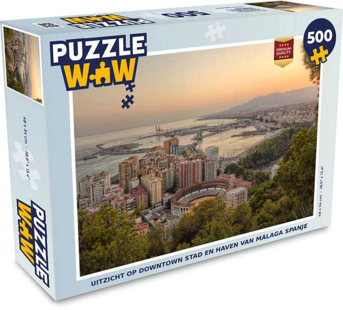 Puzzel Uitzicht op downtown stad en haven van Málaga Spanje - Legpuzzel - Puzzel 500 stukjes