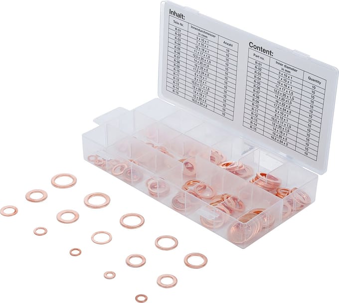 BGS 8052 - Assortiment de joints d’étanchéité | cuivre | 150 pièces