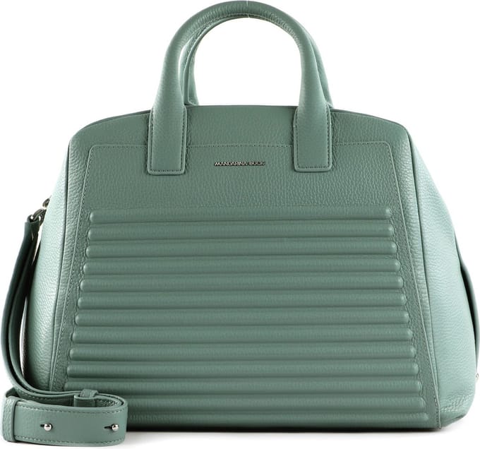 MANDARINA DUCK Leren Handtas Schoudertas I-Con Tote Mistral Mintgroen