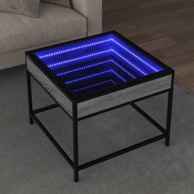 vidaXL Salontafel met Infinity LED 50x50x41 cm grijs sonoma eikenkleur