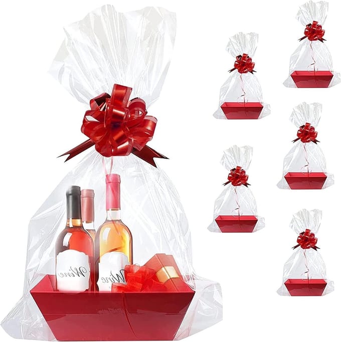 Grote Rode Manden - Geschenkmand Kit - Cadeaus Vullen - Stevige Constructie - 10x12 Inch - Rood