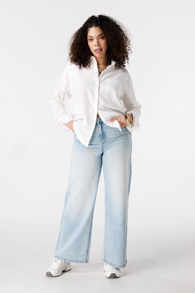 MS Mode Jeans Wide leg jeans met hoge taille