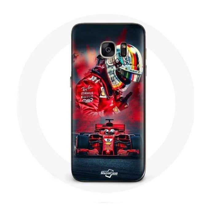 Case voor Samsung Galaxy S7 Edge Formule 1 Sebastian Vettel F1 Driver Rood rood