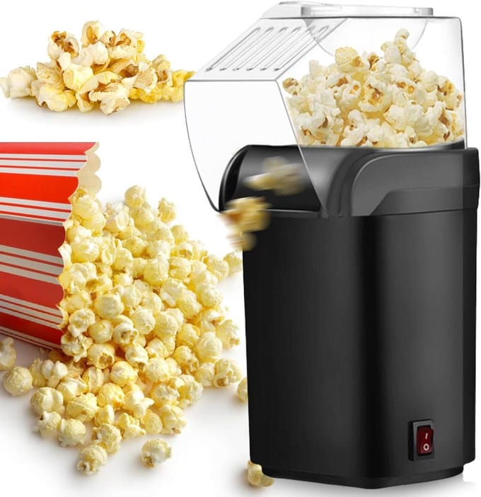 Popcornmachine Hete Lucht - Snack Maker - Thuis Films Kijken - Gezond Olievrij - 1200 W - Wit