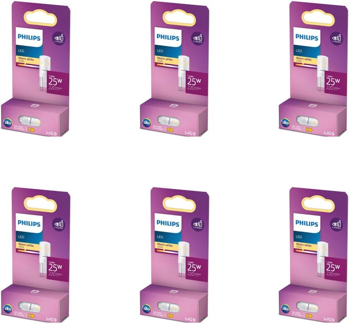 Philips Voordeelverpakking - G9 - LED Capsulelamp - 25W - Niet Dimbaar - Warmwit Licht - Set van 6 Stuks