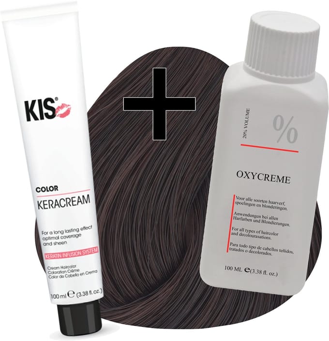 KIS haarverfset - 5H Licht hazelnoot bruin  - haarverf & waterstofperoxide