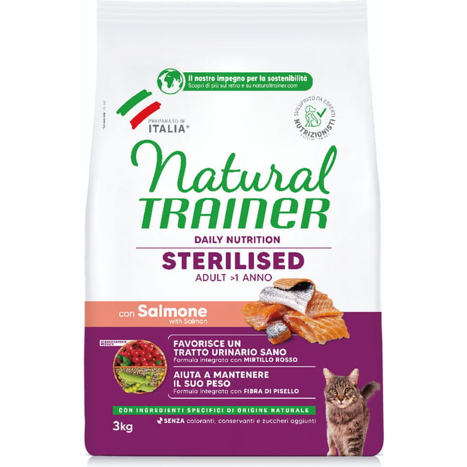 3 kg Sterilised Salmon Natural Trainer Droog kattenvoer