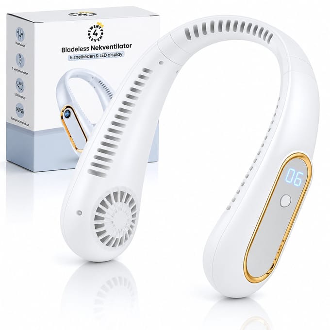 Twenty4seven® Nekventilator Bladeless - Nek Ventilator Oplaadbaar met Koeling - Draagbare Mini Neck Fan - Gezichtsventilator & Handventilator - 3 Standen