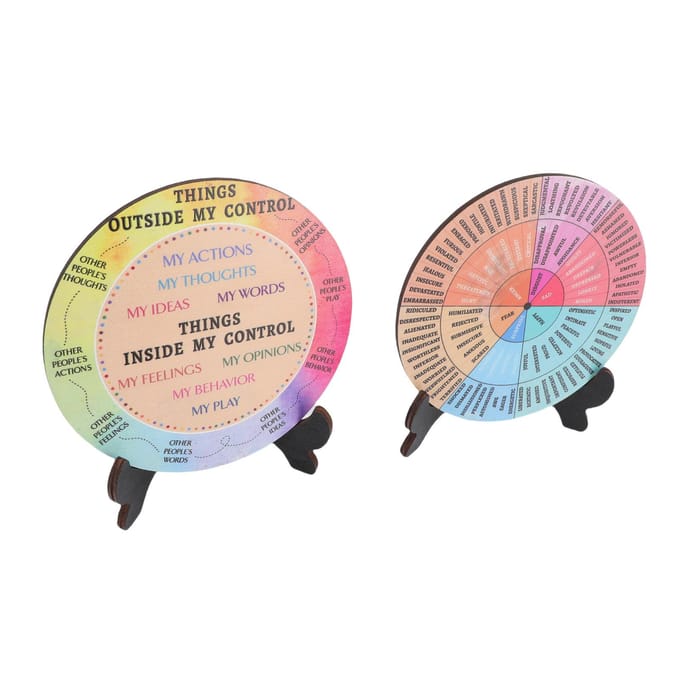 2 pièces Roue des émotions Décor de bureau Tableau des émotions pour chambres à coucher, salons et bureaux pink