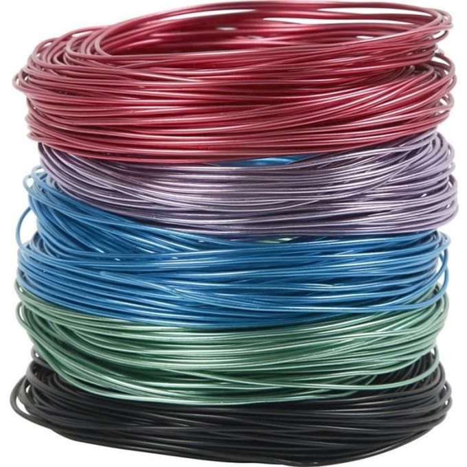 Aluminium draad - Assortiment, dikte 1,5 mm, kleuren assorti, 5x20 m