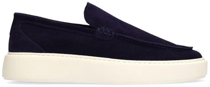 Manfield - Heren - Donkerblauwe suède loafers - Maat 40